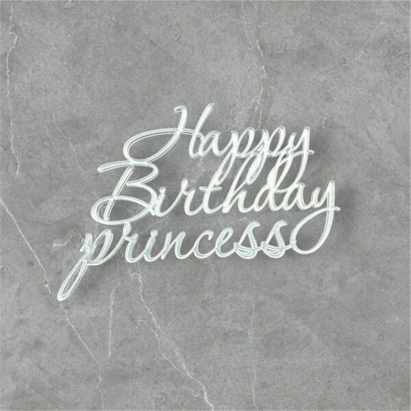 Topper Happy birthday princess srebrny 1