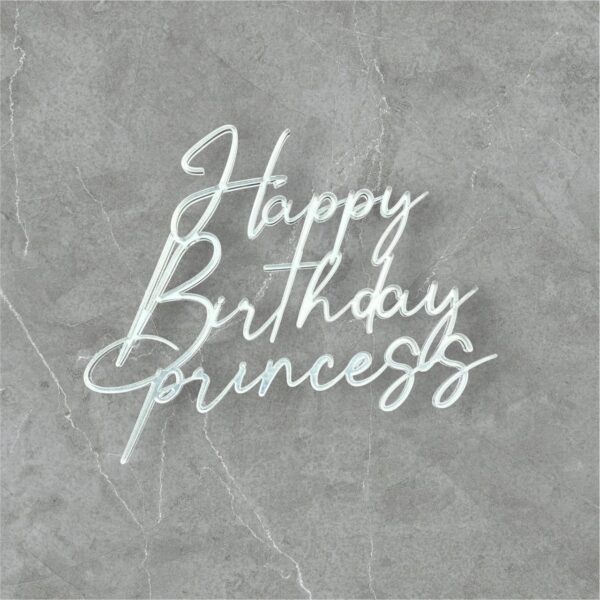 Topper Happy birthday princess srebrny 2