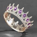 Korona na tort srebrno-fioletowa, średnica 12 cm