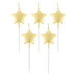 Świeczki pikery GWIAZDKI, metaliczne złote, 5 szt.