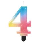 Świeczka Cyfra 4, ombre, pastelowa, 8 cm