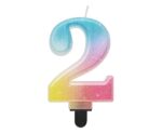 Świeczka Cyfra 2, ombre, pastelowa, 8 cm