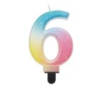 Świeczka Cyfra 6, ombre, pastelowa, 8 cm