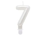 Świeczka Cyfra 7, B&C perłowa biała, 7 cm