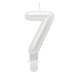 Świeczka Cyfra 7, B&C perłowa biała, 7 cm