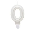 Świeczka Cyfra 0, B&C perłowa biała, 7 cm
