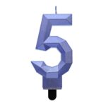 Świeczka Cyfra 5 - Diament, metalik ciemnoniebieski, 7.6 cm