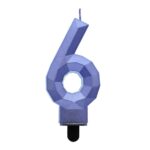 Świeczka Cyfra 6 - Diament, metalik ciemnoniebieski, 7.6 cm