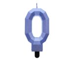 Świeczka Cyfra 0 - Diament, metalik ciemnoniebieski, 7.6 cm