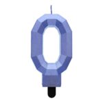 Świeczka Cyfra 0 - Diament, metalik ciemnoniebieski, 7.6 cm