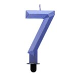 Świeczka Cyfra 7 - Diament, metalik ciemnoniebieski, 7.6 cm