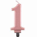 Świeczka cyfra 1 metalik RÓŻOWO-ZŁOTA 8 cm