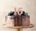 Świeczka cyfra 1 metalik RÓŻOWO-ZŁOTA 8 cm - obrazek 2