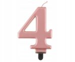 Świeczka cyfra 4 metalik RÓŻOWO-ZŁOTA 8 cm