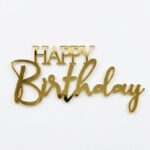 Topper akrylowy złoty “Happy birthday 5”