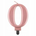 Świeczka cyfra 0 metalik RÓŻOWO-ZŁOTA 8 cm