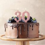 Świeczka cyfra 0 metalik RÓŻOWO-ZŁOTA 8 cm - obrazek 2