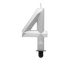 Świeczka Cyfra 4 - Diament, metalik srebrny, 7.6 cm