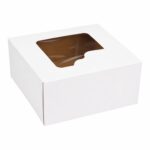 Kartonik biało-brązowy na bento z
okienkiem, 180*180*90 mm.