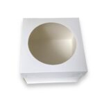 Pudełko na bento torty „Białe” z okrągłym okienkiem – 200×200×100mm